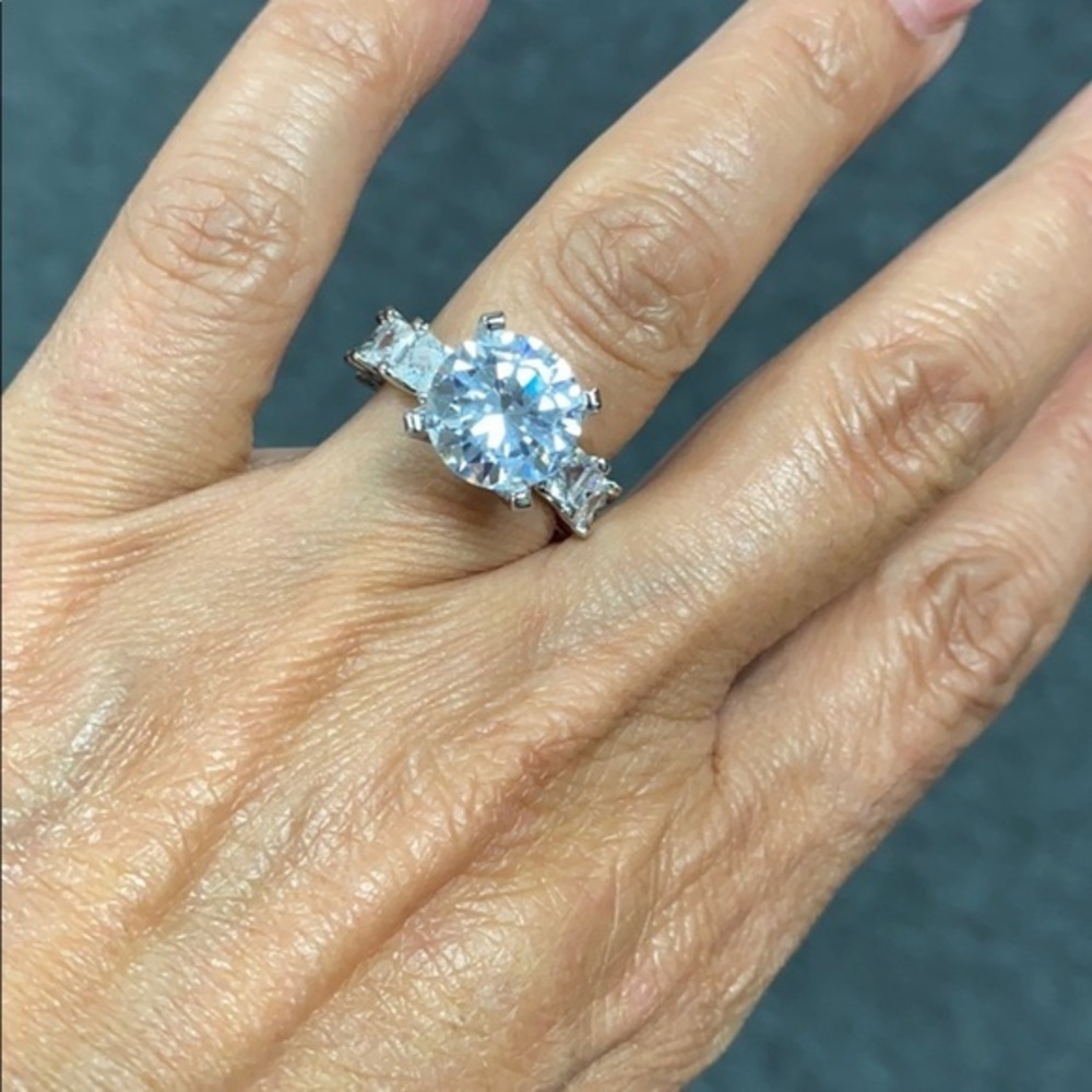 Sterling Silver Eternity Engagement Ring size 6 7